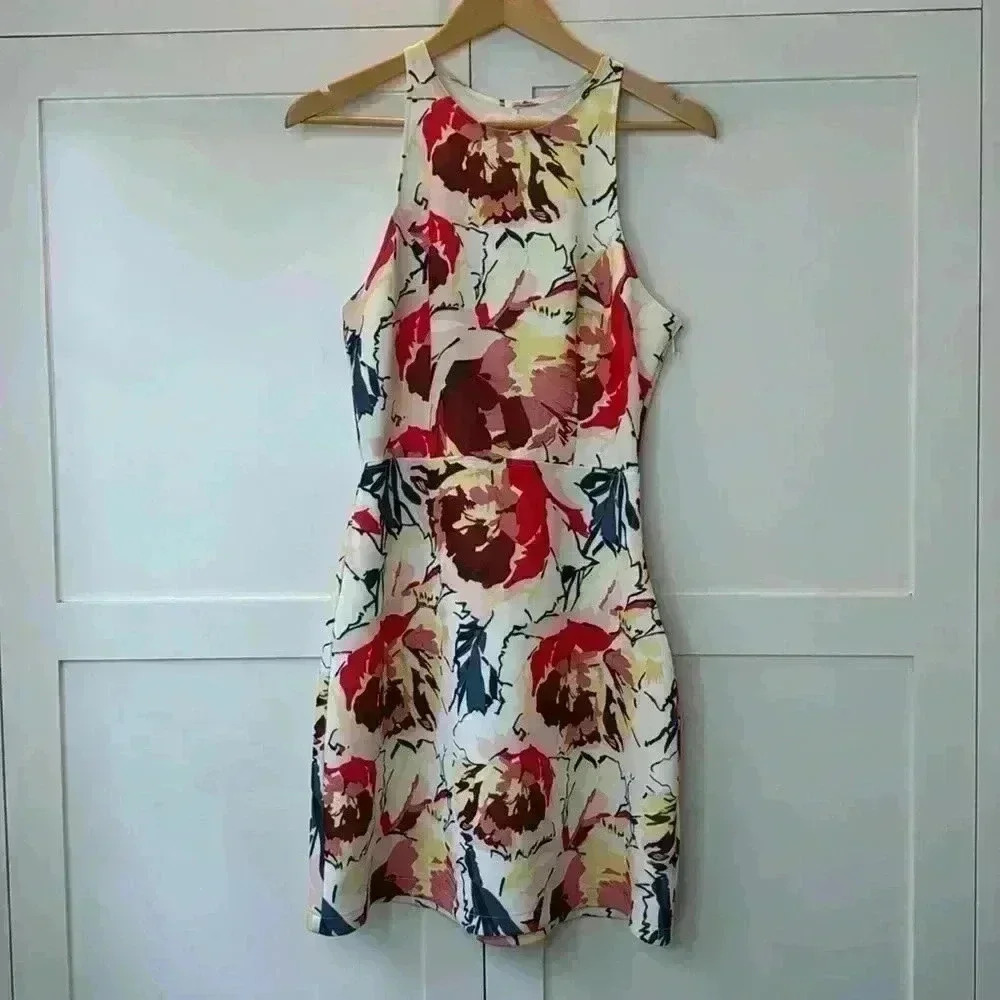 Vintage Abercrombie & Fitch Tank Floral Summer Dress size: L yellow pink white
